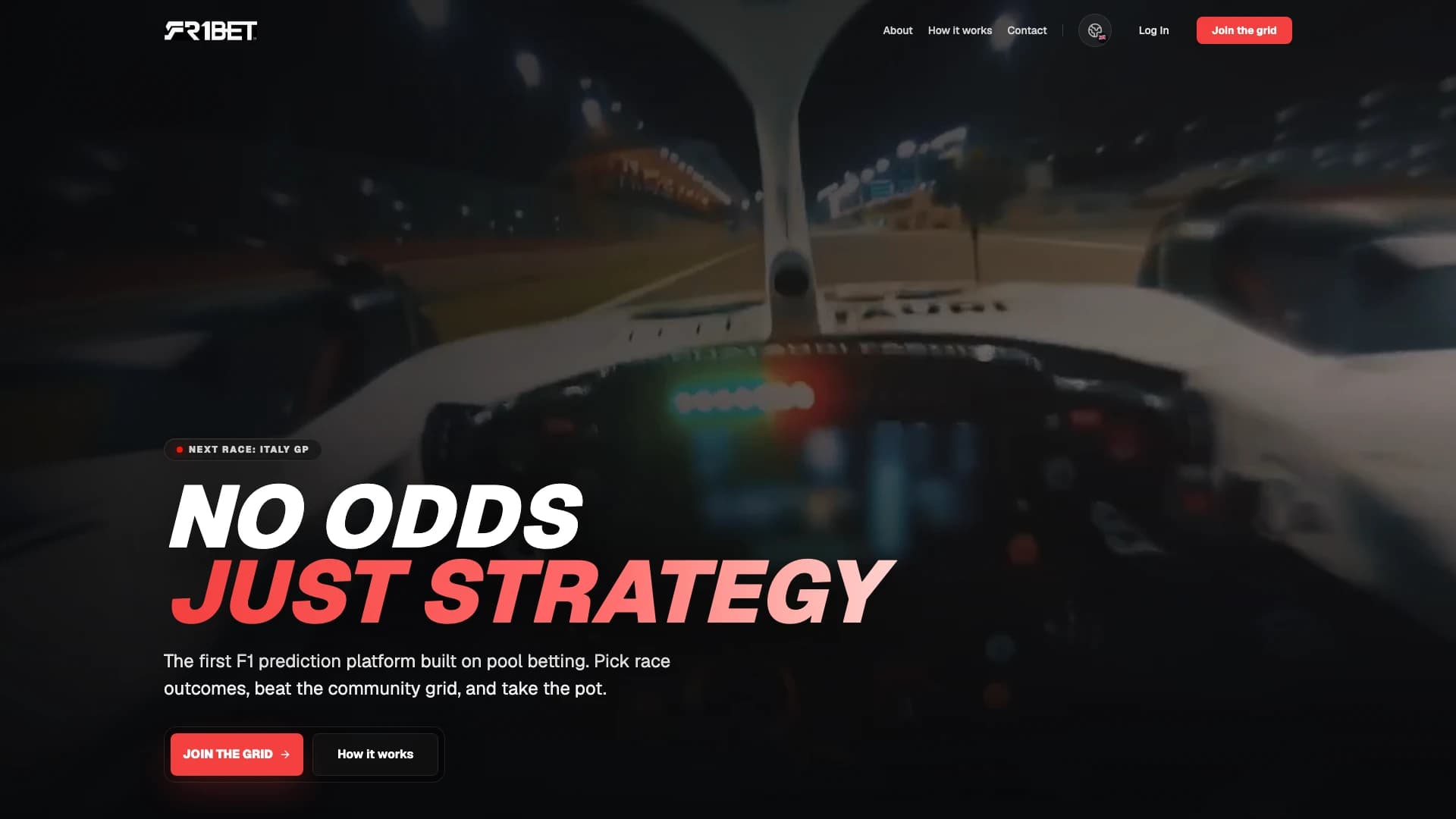 FR1Bet home screen showing the race prediction experience